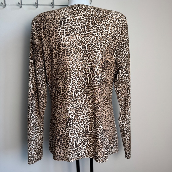 Milano Women's Long Sleeve Pullover Leopard Print‎ Ruched Blouse X-Large Stretch - Picture 6 of 14